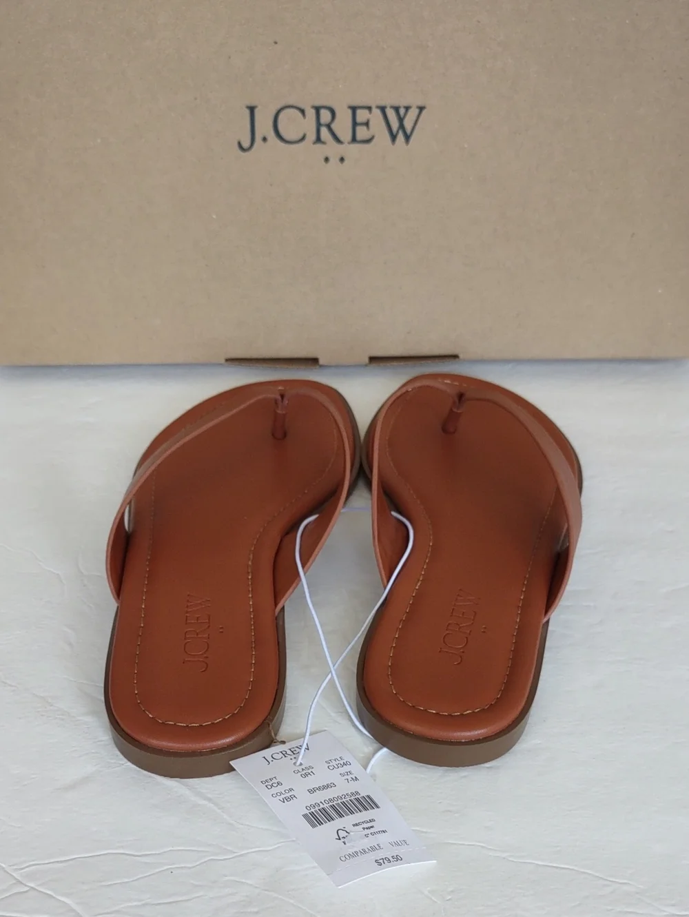BRAND NEW J. Crew Tan Leathe (SYNTHETIC) THONG SANDAL